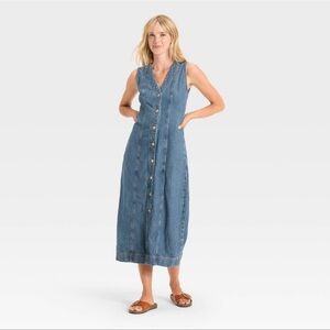 Universal Thread Blue Button-Down Midi Dress